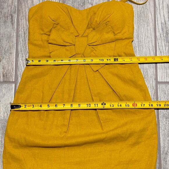 Women’s 100% Linen Bow Front Sundress Small/Medium Mustard Color Spaghetti Strap - Picture 9 of 9